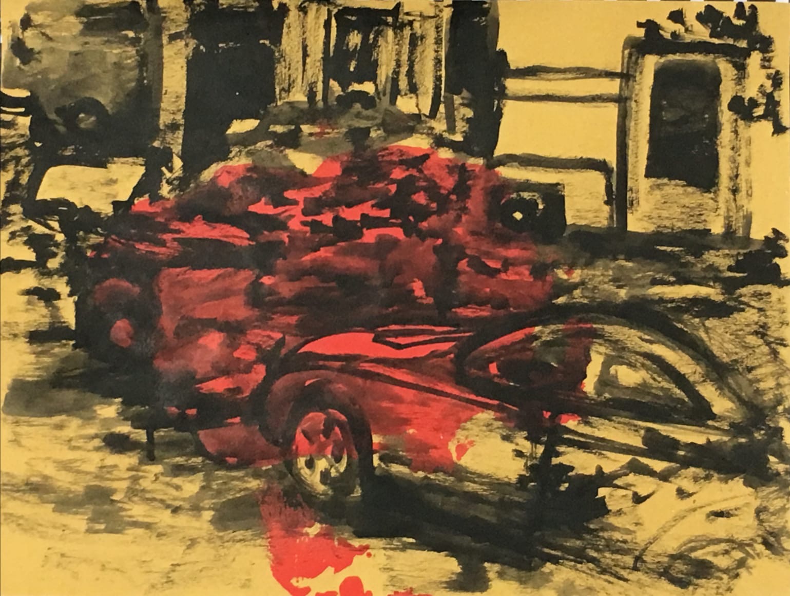 Michael Rotondi, Mota #1, 2018, acrilico e smalto su carta paglia intelata, 29,7x42 cm